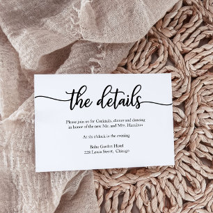 RSVP Cartão de Detalhes de Casamento de Caligrafia Simp
