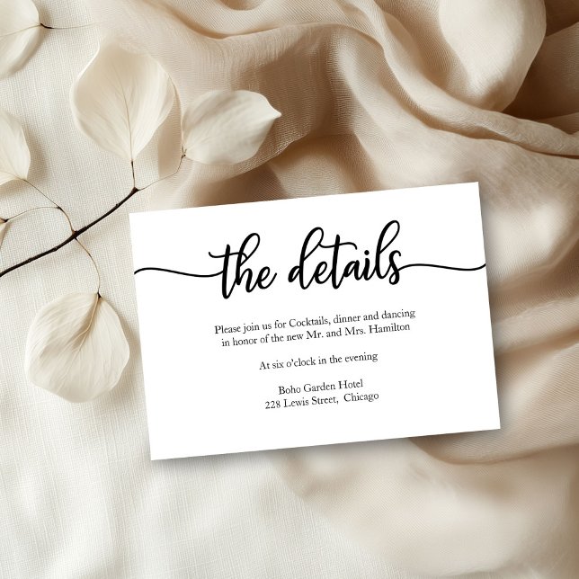 RSVP Cartão de Detalhes de Casamento de Caligrafia Simp (Criador carregado)