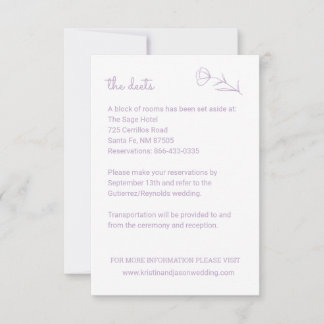 RSVP Cartão de Detalhes de Casamento de Flores Selvagem