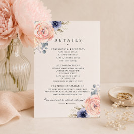 RSVP Cartão de Detalhes de Casamento de Peônias Românti