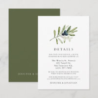 Cartão de Detalhes de Casamento do Branch Olive Cl