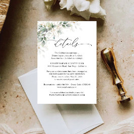 RSVP Cartão de Detalhes de Casamento Elegante Eucalipto