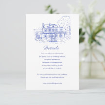 Cartão de Detalhes de Casamento em Casa Colonial A