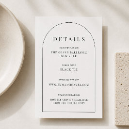 RSVP Cartão de Detalhes de Casamento em Forma de Arco E