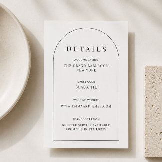 RSVP Cartão de Detalhes de Casamento em Forma de Arco E
