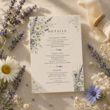 Cartão de Detalhes de Casamento em Prado de Flores