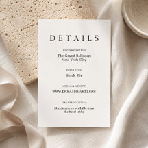 Cartão de Detalhes de Casamento em Script Elegante