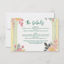 Cartão de detalhes de casamento floral