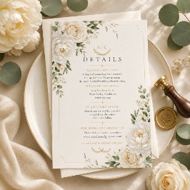 RSVP Cartão de Detalhes de Casamento Floral de Marfim A