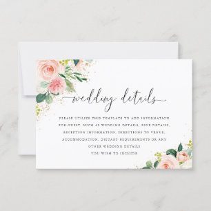 RSVP Cartão de Detalhes de Casamento Floral de Pêssego