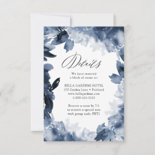 RSVP Cartão de Detalhes de Casamento   Floral Índigo Ab