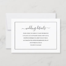 Cartão de Detalhes de Casamento Preto e Branco Mod