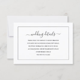 RSVP Cartão de Detalhes de Casamento Preto e Branco Mod