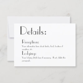 RSVP Cartão de Detalhes de Casamento Simples