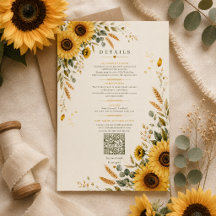 Cartão de Detalhes de Casamento Sunflower Countrys
