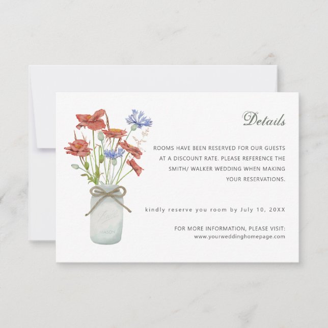 RSVP cartão de detalhes de flores silvestres rústicas (Frente)