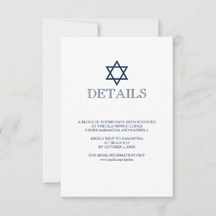 RSVP Cartão de Detalhes do Bar Azul marinho Mitzvah