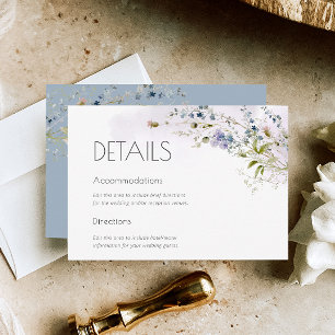 RSVP Cartão de detalhes do casamento com flores azuis e