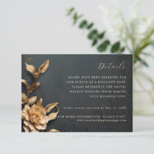 RSVP cartão de detalhes do casamento de flores metálica