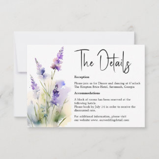 RSVP Cartão de Detalhes do Casamento de lavanda Waterco