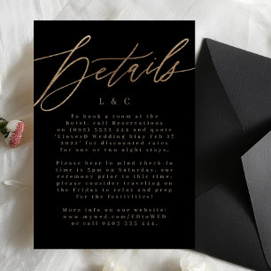 RSVP Cartão de Detalhes do Casamento Dourado Simples E