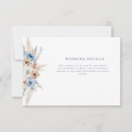 RSVP cartão de detalhes do casamento floral azul de boh
