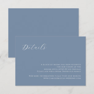 RSVP Cartão de Detalhes do Casamento Moderno Dusty Blue