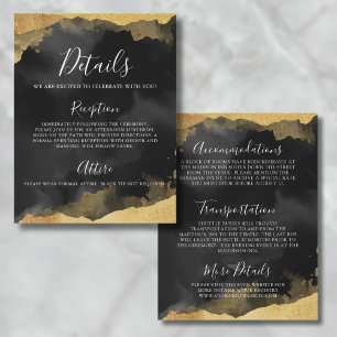 RSVP Cartão de Detalhes do Evento Dourado Watercolor Mi