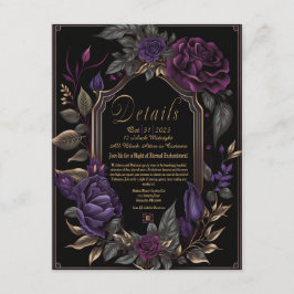 RSVP Cartão de Detalhes Floral do Elegante Vintage Goth