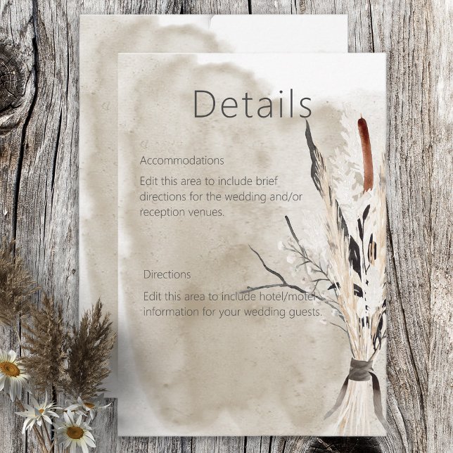 RSVP Cartão de Detalhes Moderno do Buquê Rustic Boho (Criador carregado)