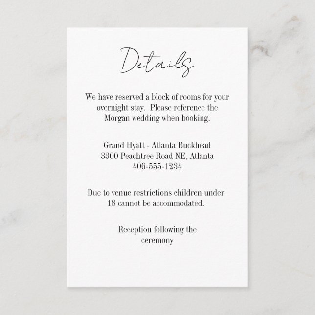 RSVP Cartão de detalhes para qualquer casamento (Frente)