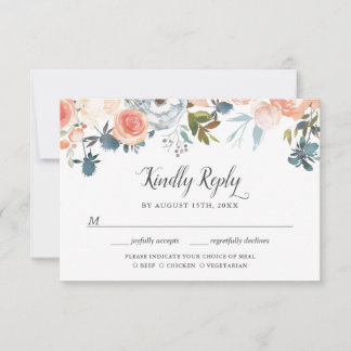 RSVP Cartão de Escolha de Refeição Floral Botânica de P