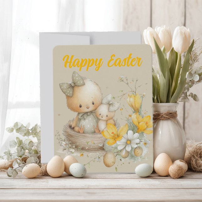 RSVP cartão de felicitações da Páscoa decorado com flor (Criador carregado)