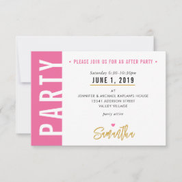 RSVP CARTÃO DE FESTA fofo rosa branco corações dourado