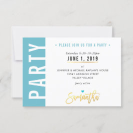 RSVP CARTÃO DE FESTA lindo azul turquesa corações branc