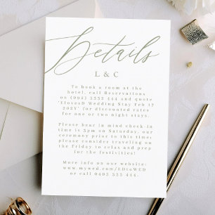 RSVP Cartão de gabinete de casamento moderno verde bran