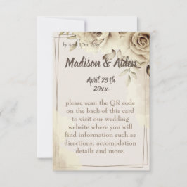 RSVP Cartão de Gabinete de Detalhes de Casamento de Ros