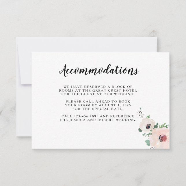 RSVP Cartão de Informações de Casamento de Flores Rosa- (Frente)