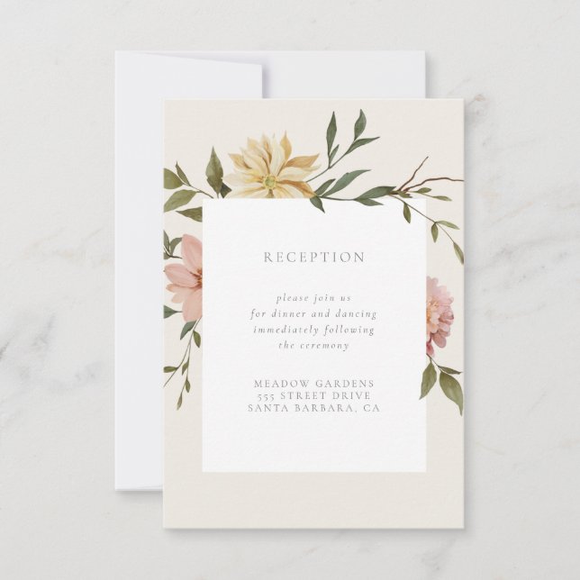 RSVP Cartão de Inserção de Recepção de Florais Selvagen (Frente)