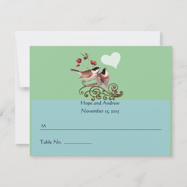 RSVP Cartão de Local de Casamento de Pássaros de Amor R (Frente)