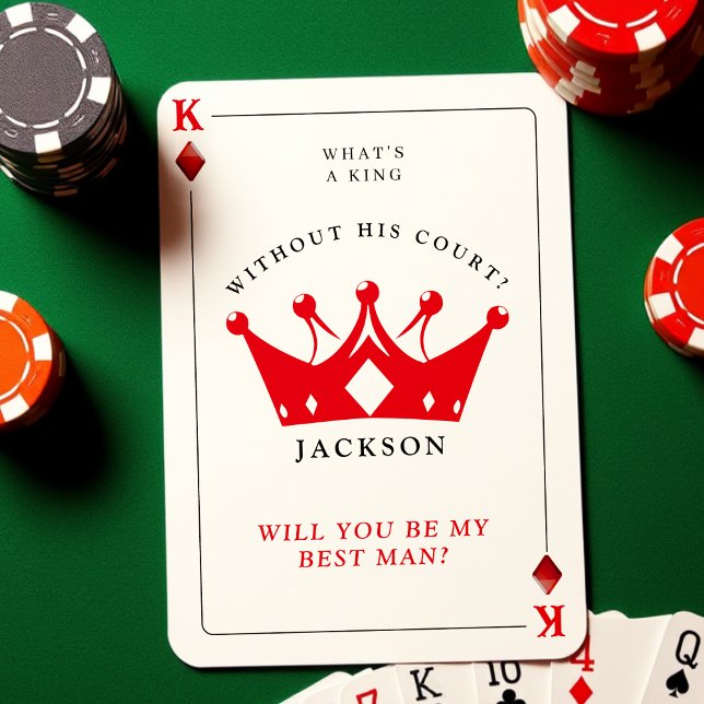 RSVP Cartão de Melhor Proposta de Homem do Rei dos Diam (King of Diamonds Poker Best Man Proposal Card
)