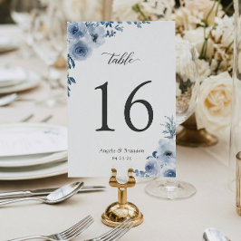 RSVP Cartão de Número de Tabela de Casamento Floral Azu