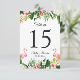RSVP Cartão de Número de Tabela Floral Floral Flamingo