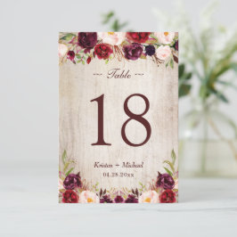 RSVP Cartão de Número de Tabela Floral Russo Woodgrain