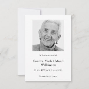 RSVP Cartão de oração memorial minimalista de foto mode