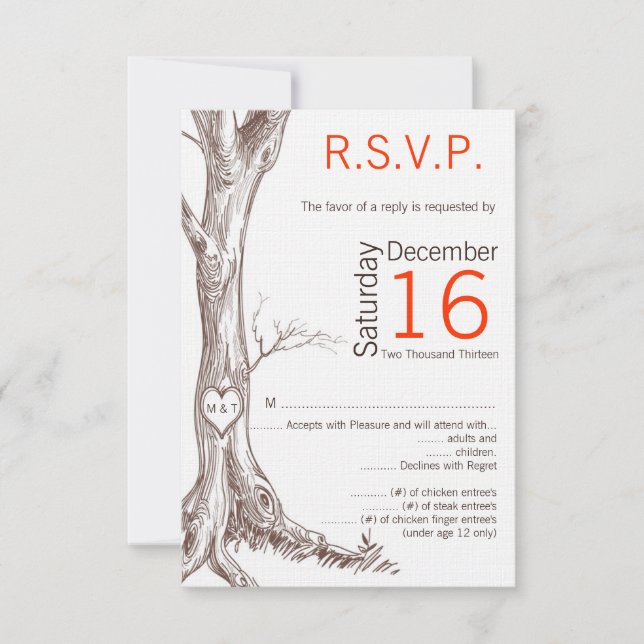 RSVP Cartão de R.S.V.P. 3,5x5 Casamento Árvore de Outon (Frente)