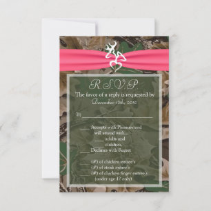 RSVP Cartão de R.S.V.P. 8,89x12,7 cm Camuflagem Rosa Br