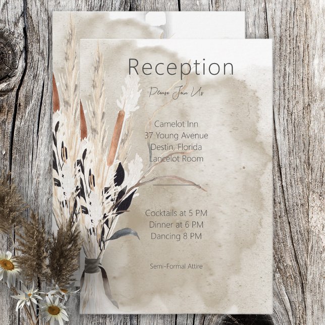 RSVP Cartão de Recepção de Buquê Boho Rústico Moderno (Criador carregado)