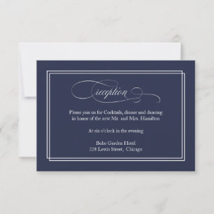 RSVP Cartão de Recepção de Casamento Azul Marinho Elega