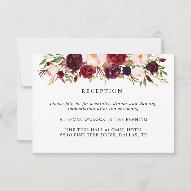RSVP Cartão de Recepção de casamento das Flores de Mars (Frente)